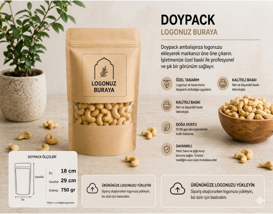 750 gr (18cm*29cm) Pencereli Doypack